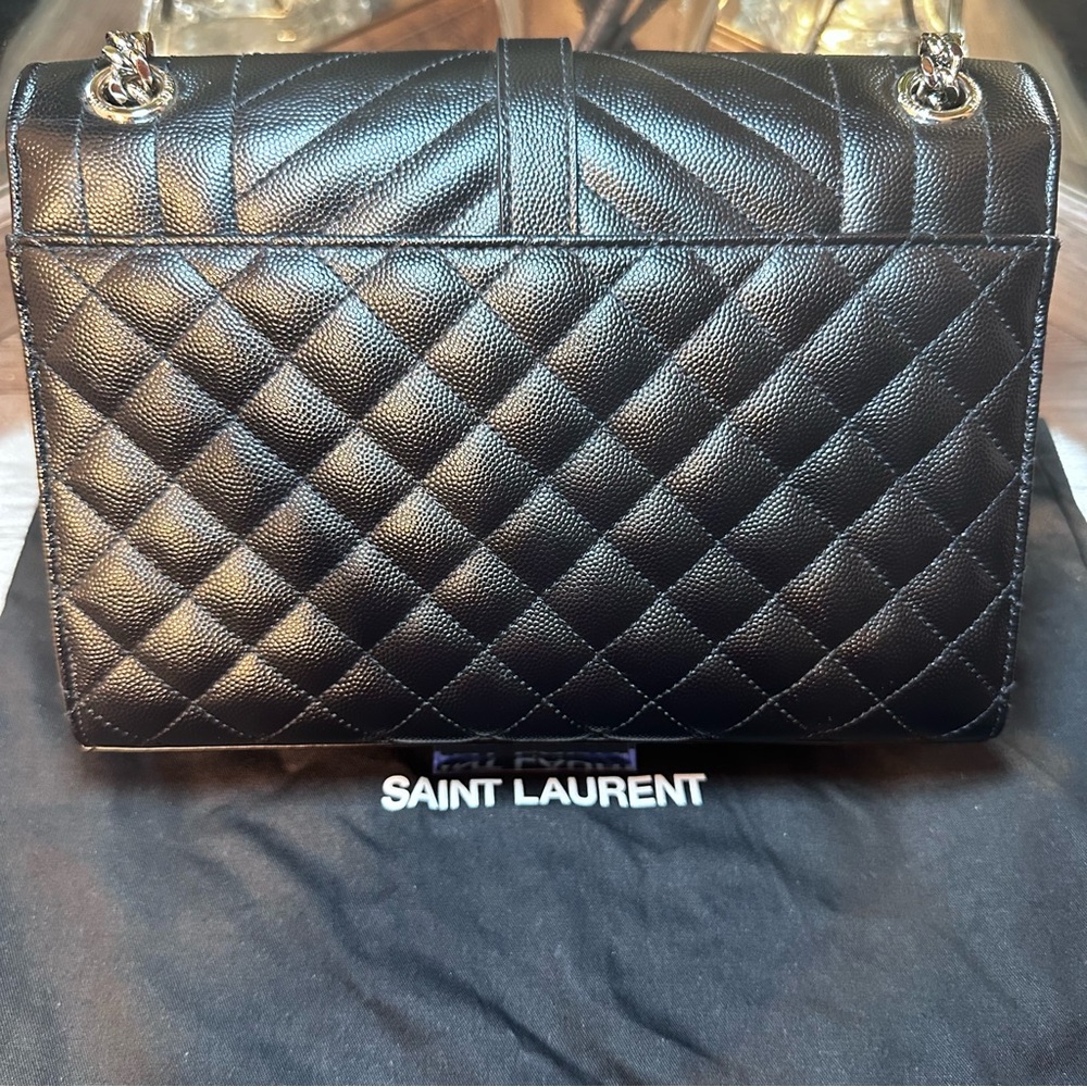 Saint Laurent Medium Envelope Monogram Matelassé Leather Shoulder Bag - Picture 4 of 15